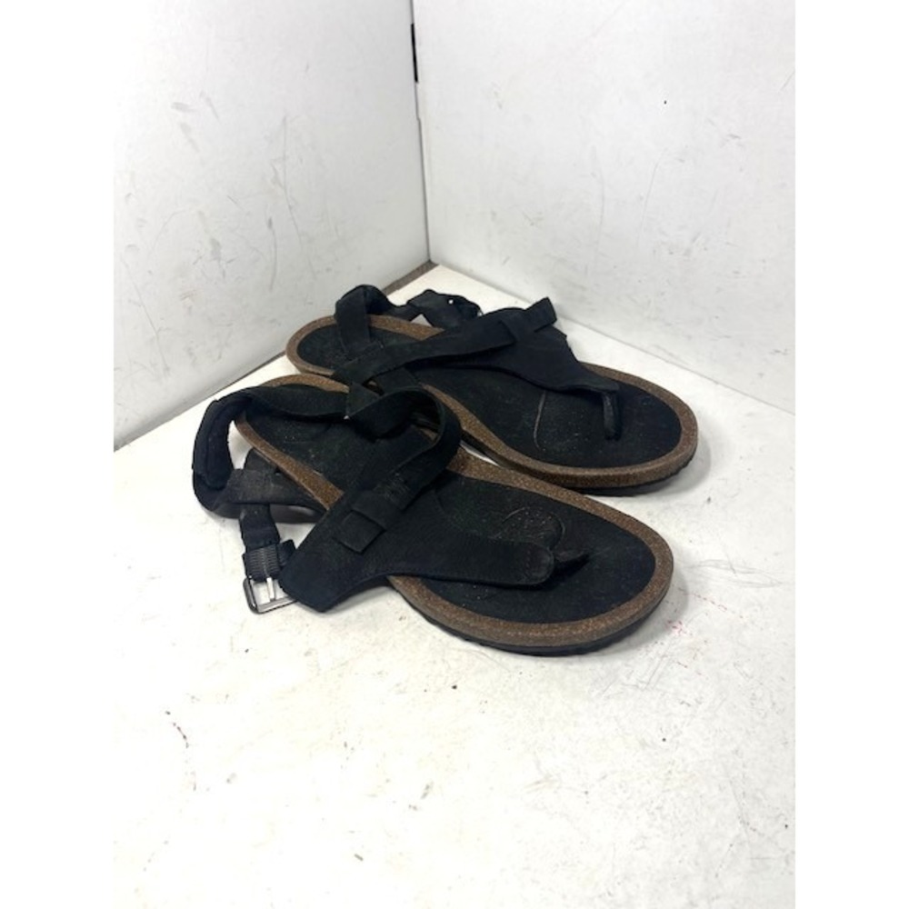 Teva Mahonia 3 Point Metallic Thong T-Strap Cork Wedge Leather Sandals Sz 9